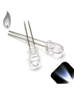 5mm Round Top Cool Clear White Candle / Flicker LED - Super Bright