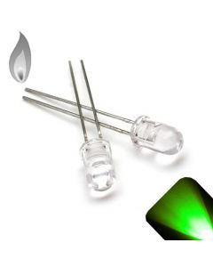 5mm Round Top Pure Green Candle / Flicker LED - Super Bright