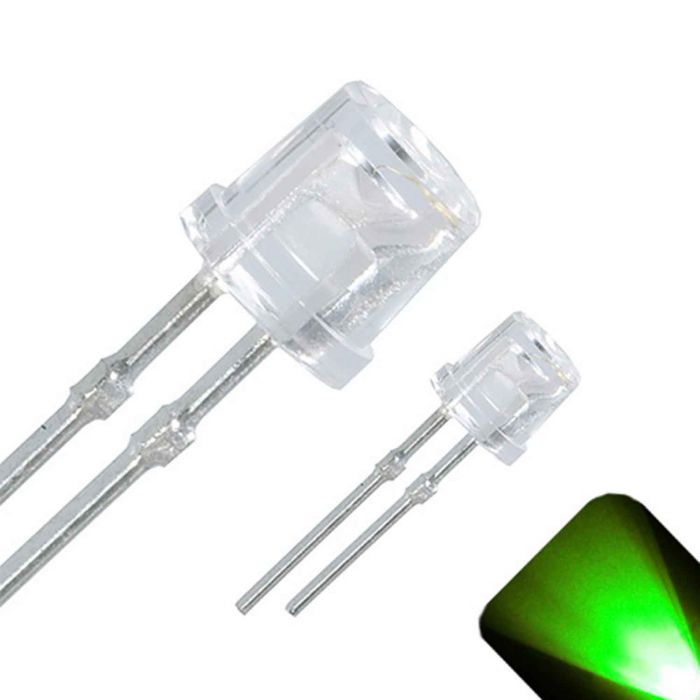 2mm Tower Diffused Pure Green LED Ultra Bright Pack of 50 