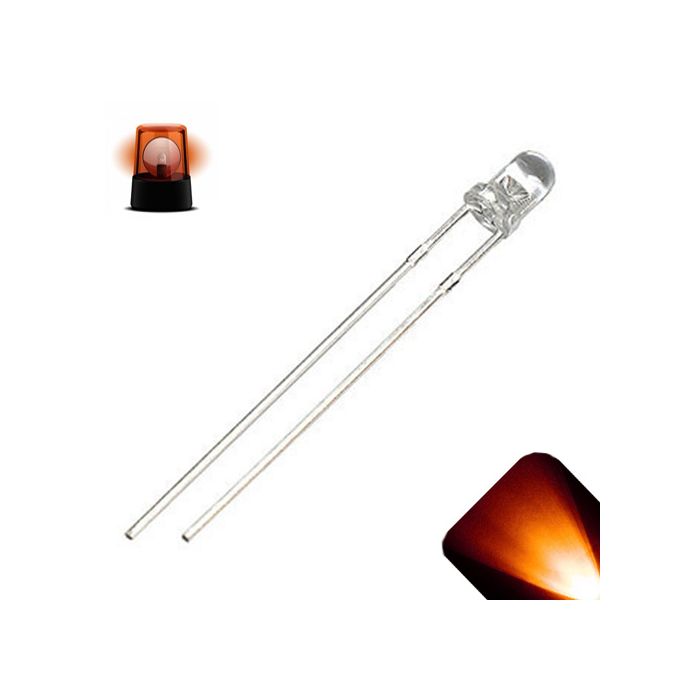 100 LED diffuse Orange 3mm LED Amber accessoires zb 12v 