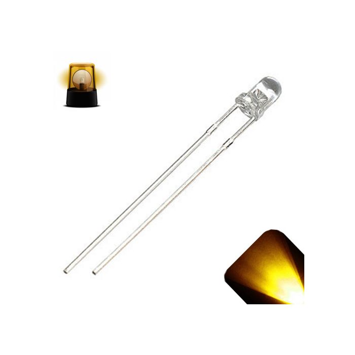 3 mm Yellow Flashing LED's pack of 5 LB03YD 
