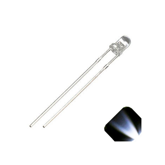 5mm Round Top Diffused Cool Clear White LED Pack of 100 Ultra Bright 