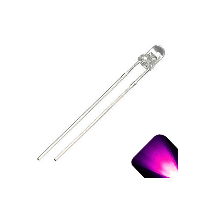 Pack of 100 Ultra Bright 3mm Round Top Diffused Pink LED 