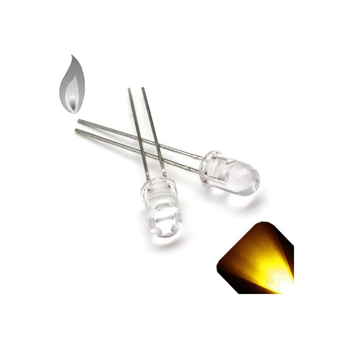 Yellow/Gold LED Pack of 20 Ultra Bright Lighthouse LEDs 5mm Flat Top with Frosted Diffused Lens LED 