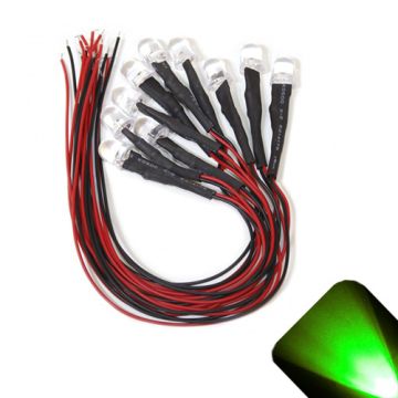 10mm 12v Pre-Wired Pure Green LED - Ultra Bright (10v, 11v, 12v, 13v, 14v, 15v)