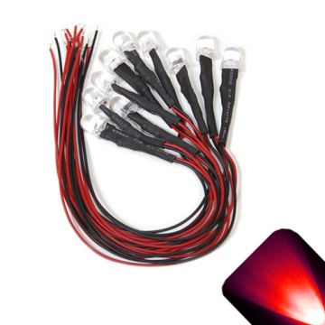10mm 12v Pre-Wired Red LED - Ultra Bright (10v, 11v, 12v, 13v, 14v, 15v)