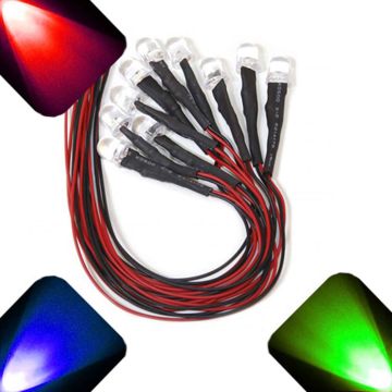 10mm 12v Pre-Wired Ultra Bright LED - RGB Slow Auto Change - 6v 7v 8v 9v 10v 11v