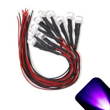 10mm 12v Pre-Wired UV / Purple LED - Ultra Bright (10v, 11v, 12v, 13v, 14v, 15v)
