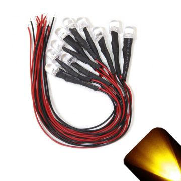 10mm 12v Pre-Wired Yellow / Gold LED - Ultra Bright (10v, 11v, 12v, 13v, 14v, 15v)