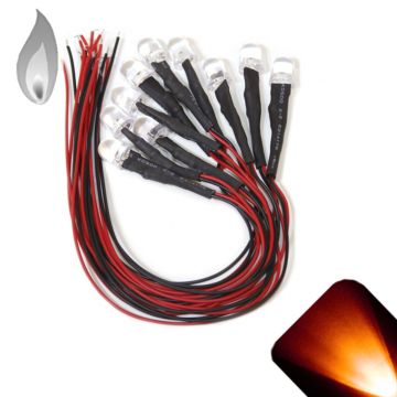10mm 12v Pre-wired Flickering / Candle Amber / Orange LED - Ultra Bright