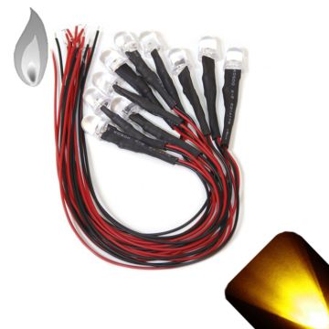 10mm 12v Pre-wired Flickering / Candle Yellow / Gold LED - Ultra Bright