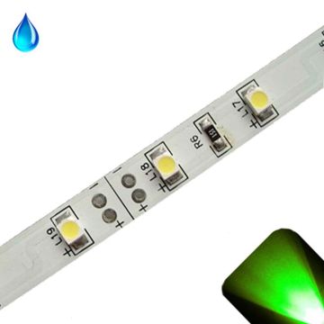 Green - PLCC2/3528 12V LED Strip - Adhesive Backing - Water Resistant - 5m Roll / Reel