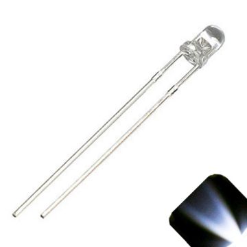 3mm Round Top Cool Clear White LED - Ultra Bright