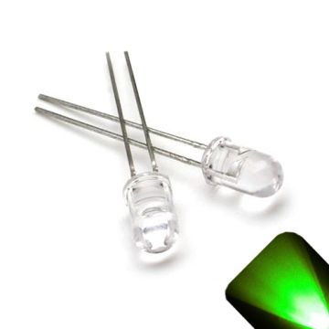 5mm Round Top Pure Green LED -  Ultra Bright