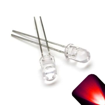 5mm Round Top Red LED -  Ultra Bright