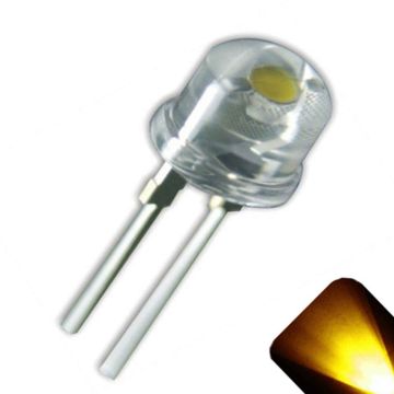 8mm Straw Hat Wide Angle Yellow / Gold LED - Ultra Bright .5 Watt